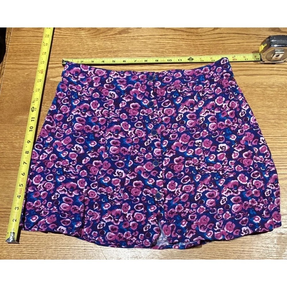 Vtg Dressy Silky Floral Print Button Down Swing Stretch Mini Skirt M Rare Cute